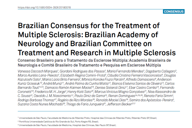 Orientações para tratamento da esclerose múltipla no Brasil: Consenso do DCNI ABN (2018)